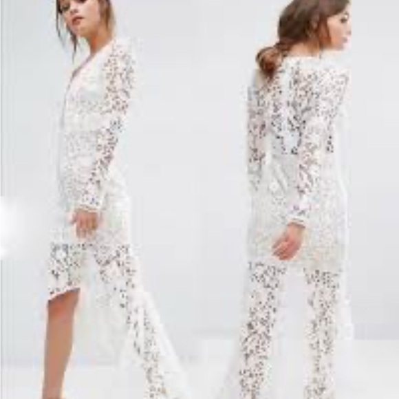 Love Triangle Lace Long Sleeve Dress With Peplum Hem - Picture 2 of 6